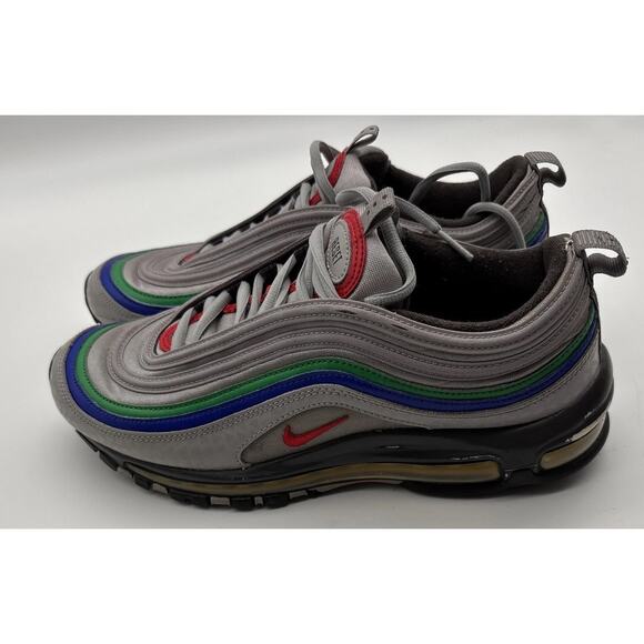 Size 8.5 - Nike Men\'s Air Max 97 QS #C15012 Grey, Blue & Green, paint scuff heel main image 5